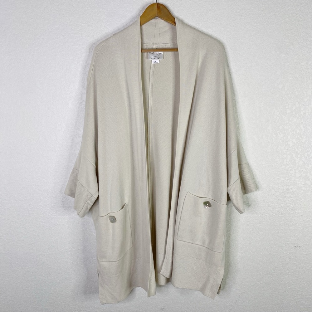 Marla Wynne for Chicos Cream Drama Kimono Cardigan Sweater